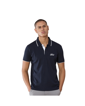 Greys&Blues Jacq Polo T-Shirt-Navy Blue with White